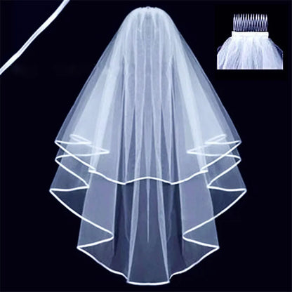 Elegant Two-Layer Tulle Bridal Veil with Comb for Wedding Day Charm