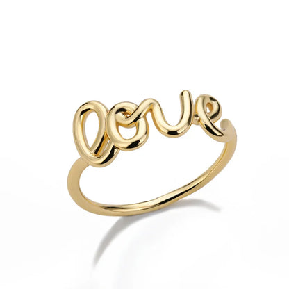 Romantic Geometric Love Ring for Women Stainless Steel Wedding Band