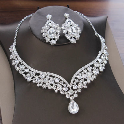 Baroque Crystal Water Drop Bridal Jewelry Set - Top-Rated Rhinestone Tiara, Necklace & Earring Gift for Brides Silver 1