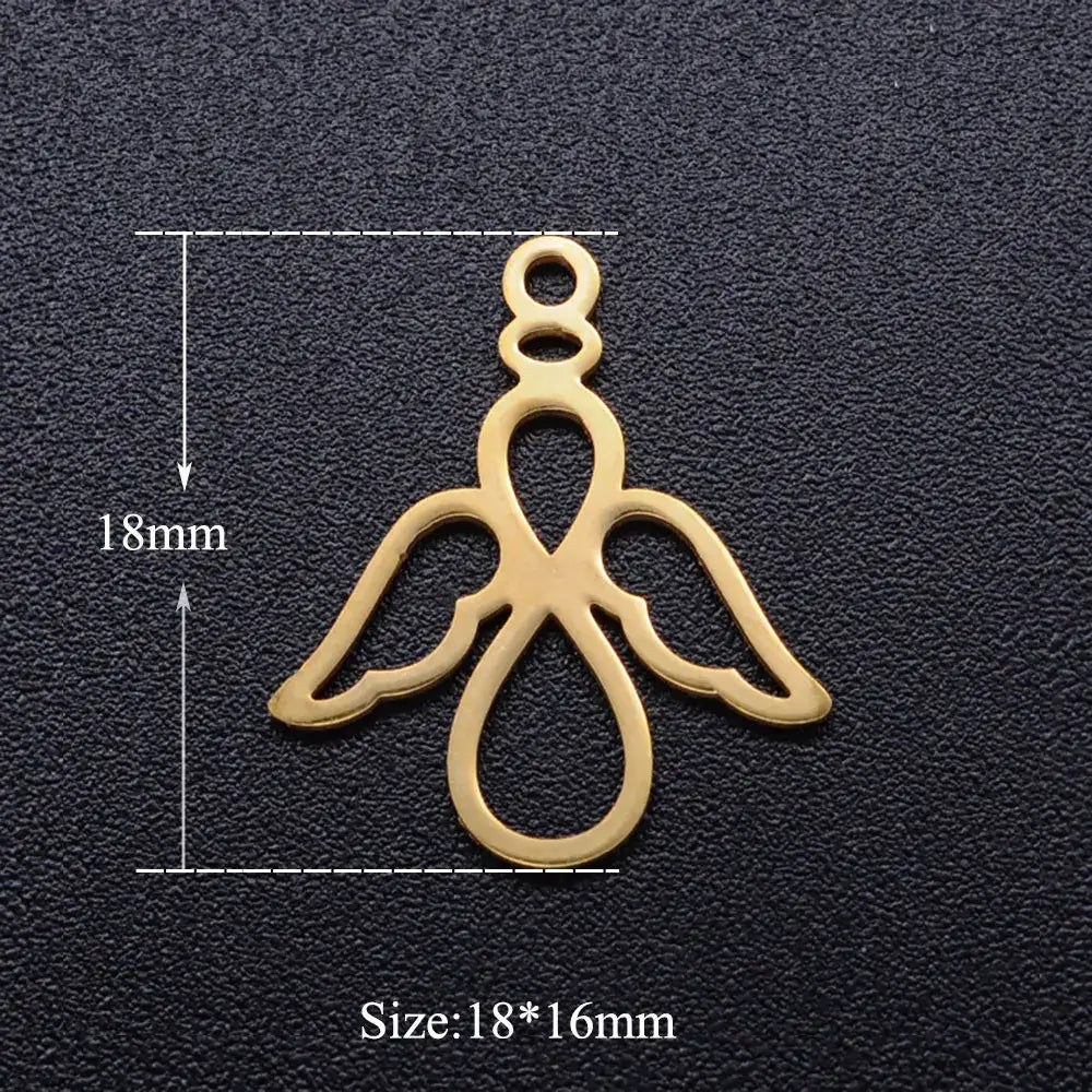 5pcs Angel Wing DIY Charms 316 Stainless Steel Jewelry Connectors JN313-2x5