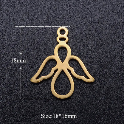 5pcs Angel Wing DIY Charms 316 Stainless Steel Jewelry Connectors JN313-2x5