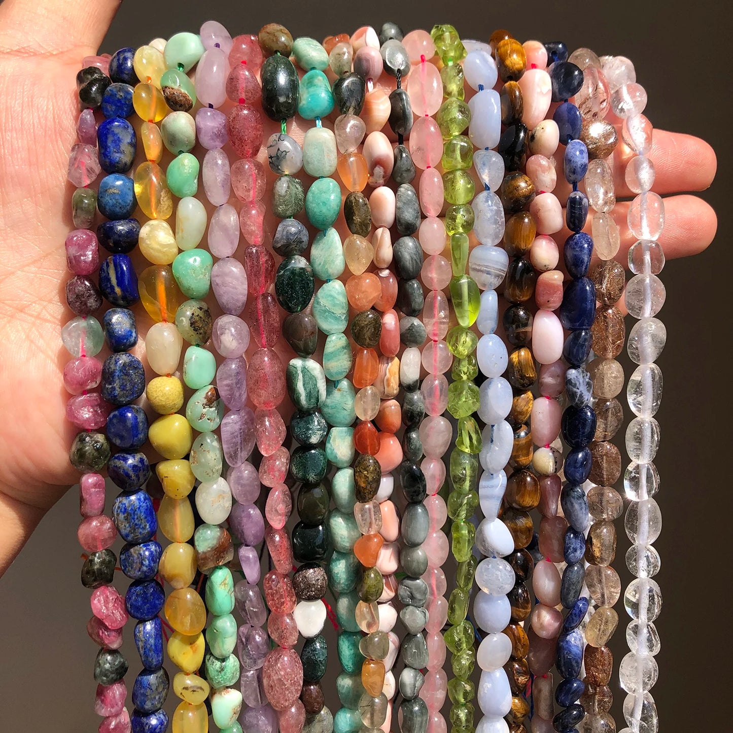 Vibrant Mixed Color Irregular Gemstone Beads for DIY Jewelry Crafting 15-Inch Strand