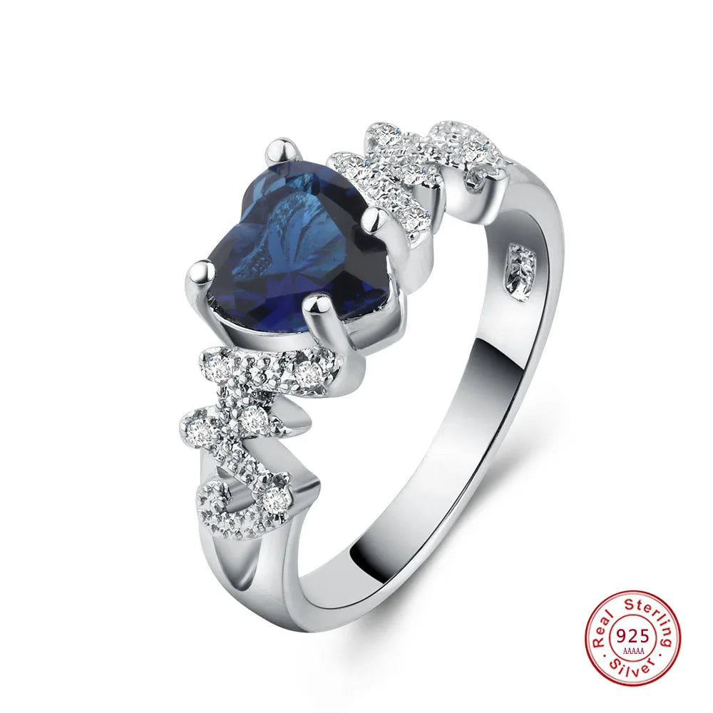 Elegant Two-Tone 925 Silver Love Heart Ring for Women - Perfect Wedding Jewelry Gift for Her