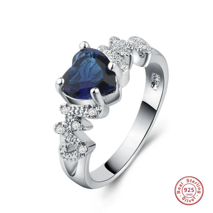 Elegant Two-Tone 925 Silver Love Heart Ring for Women - Perfect Wedding Jewelry Gift for Her