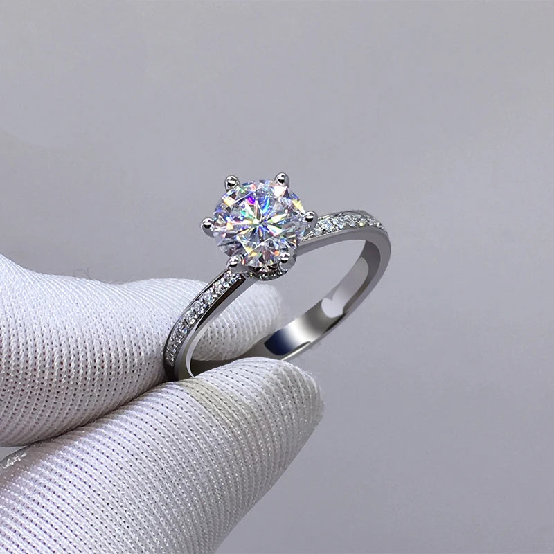 Real 100 Percent 925 Sterling Silver Diamond Engagement Wedding Ring Set for Women