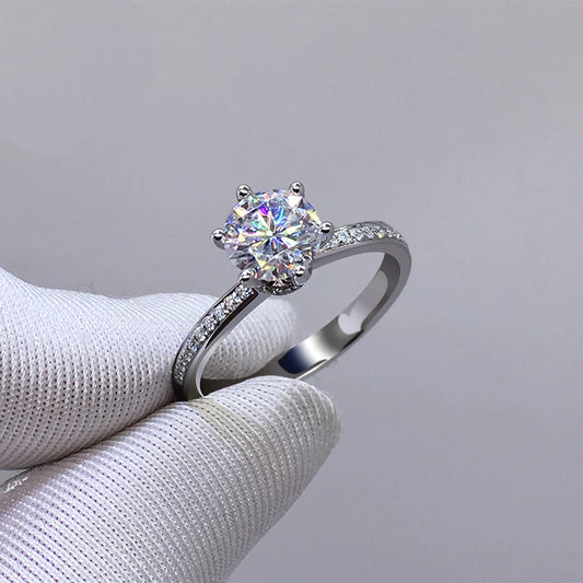 Real 100 Percent 925 Sterling Silver Diamond Engagement Wedding Ring Set for Women