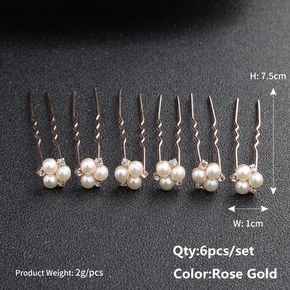 Miallo Bridal Hair Accessories - Top-Rated Rhinestone & Pearl Hair Pins for Brides Rose Gold HSJ3281RG