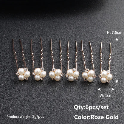 Miallo Bridal Hair Accessories - Top-Rated Rhinestone & Pearl Hair Pins for Brides Rose Gold HSJ3281RG