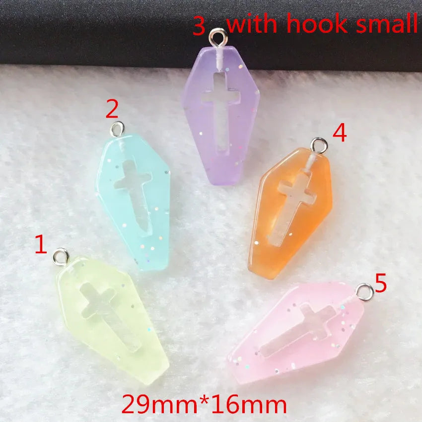 Punk Style Coffin Planchette Resin Charms for DIY Necklace Pendant Making