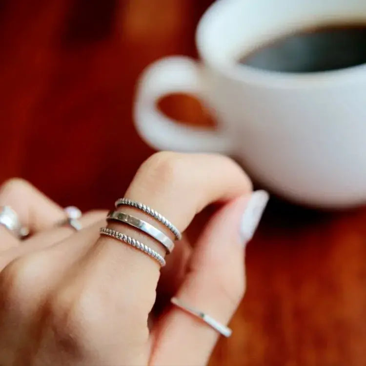 XIYANIKE Vintage Weaving Silver Party Rings for Women and Couples resizable