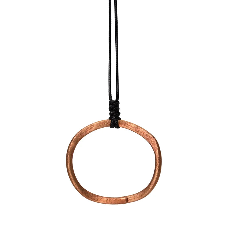 Vintage Unisex Copper Pendant Necklace with Adjustable Rope Chain