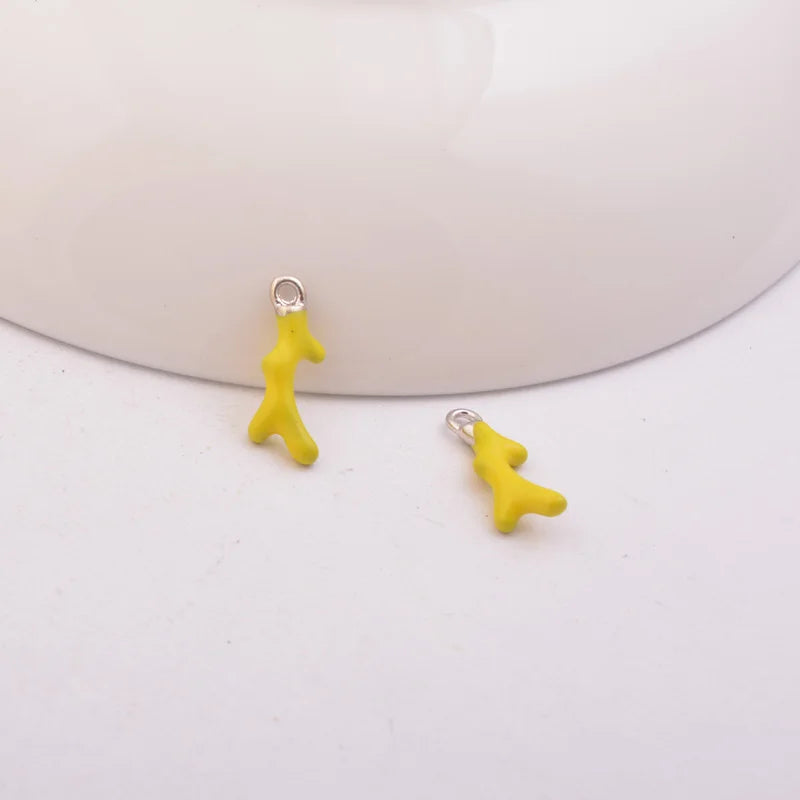 Vibrant Enamel Tree Charms Rhodium Plated Copper Pendants for DIY Earrings Jewelry 10pcs Set