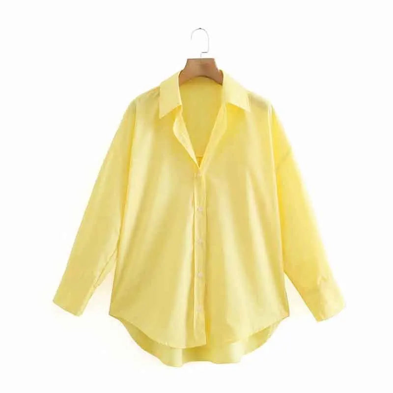 Women Poplin Blouse Long Sleeve Single Breasted Office Chic