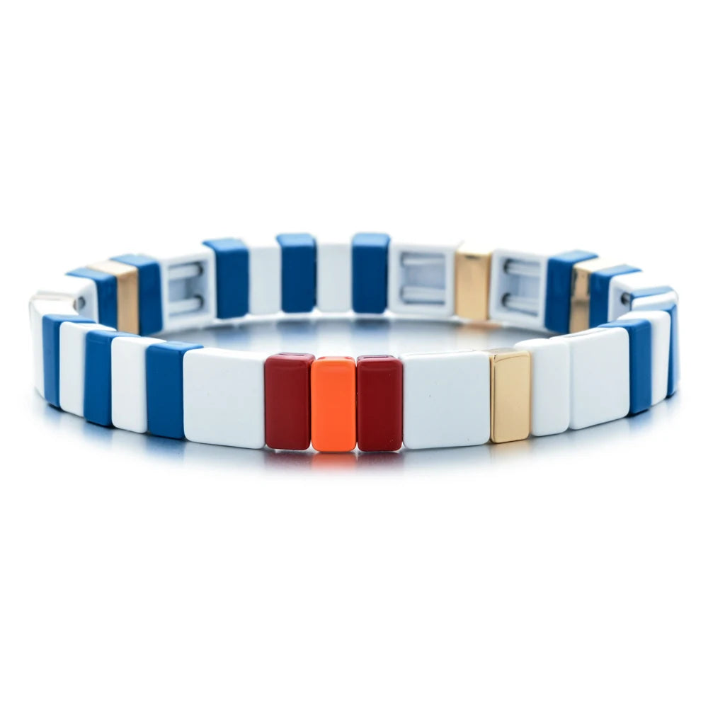 Rainbow Boho Enamel Stretch Bracelets for Women - Handmade Unisex Fashion Bangles by ZMZY