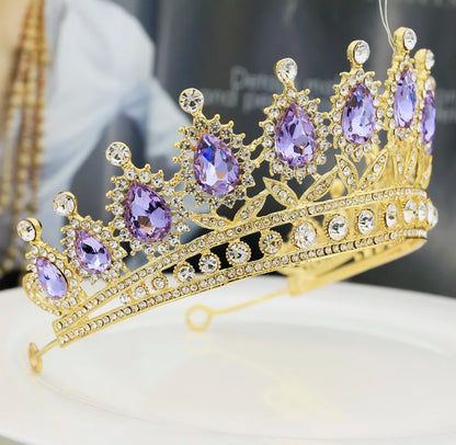 Elegant Lilac Rhinestone Bridal Tiara for Wedding and Special Occasions