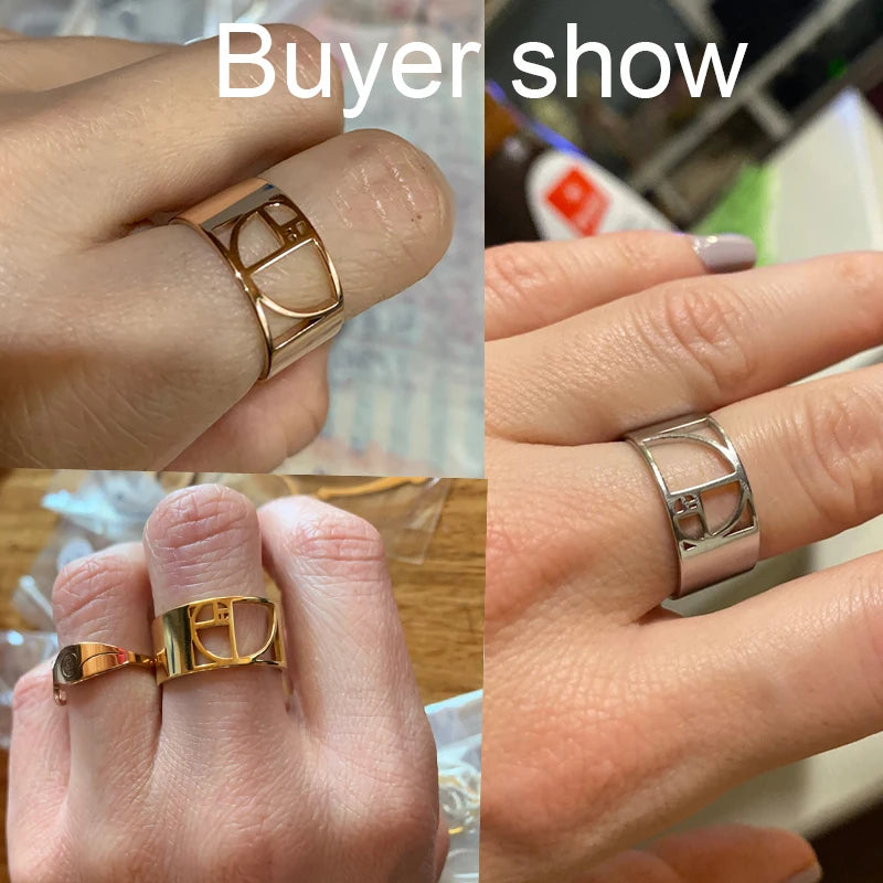 Lemegeton Geometric Fibonacci Spiral Adjustable Stainless Steel Ring for Women 18K Gold Plated Amulet Jewelry