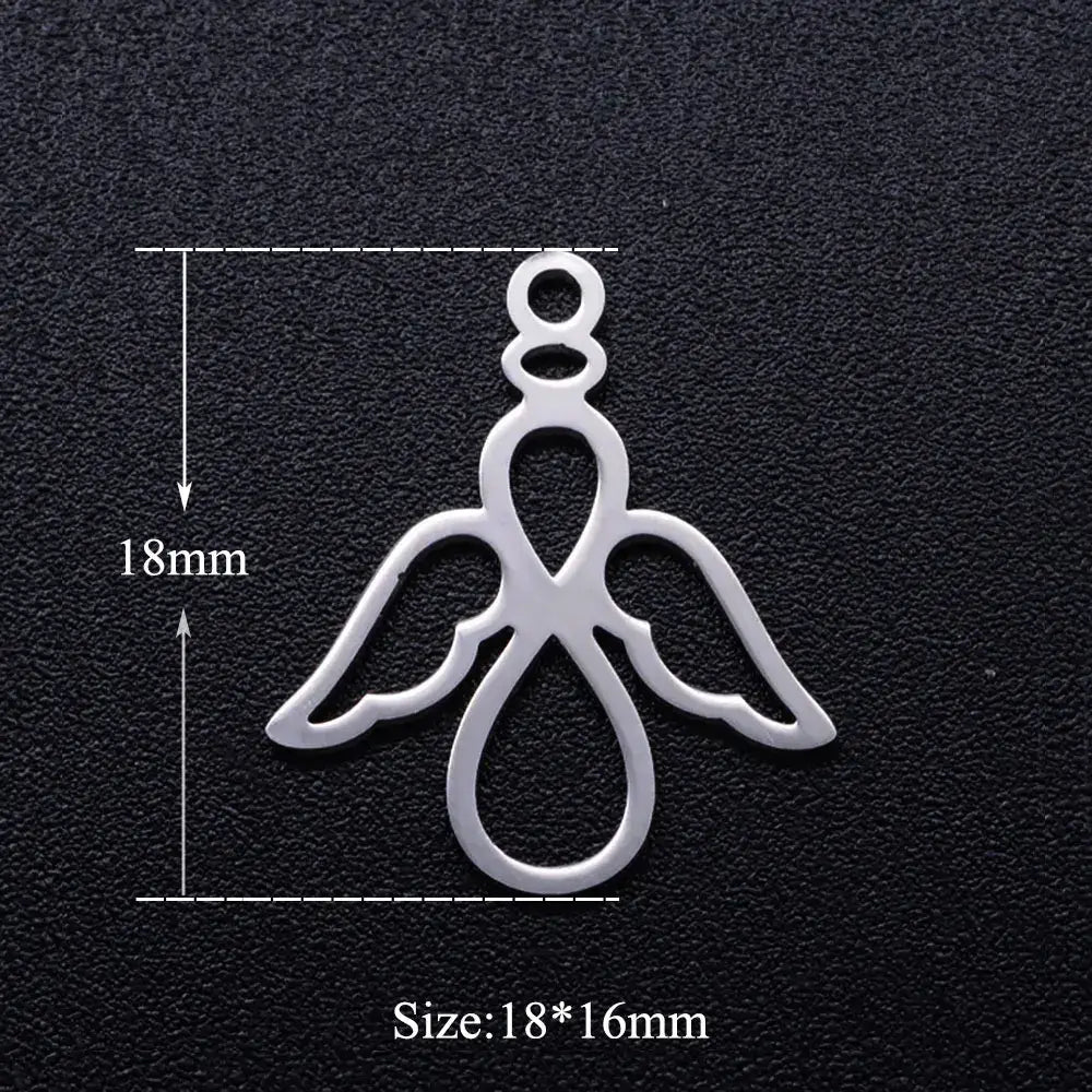 5pcs Angel Wing DIY Charms 316 Stainless Steel Jewelry Connectors