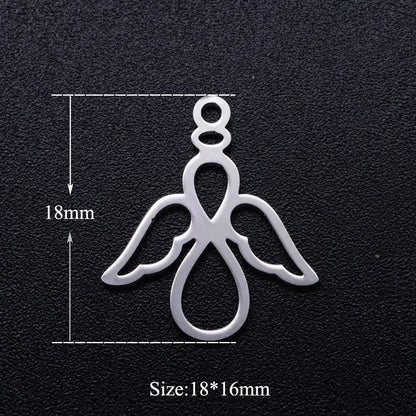 5pcs Angel Wing DIY Charms 316 Stainless Steel Jewelry Connectors