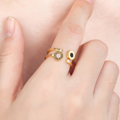 TYO Roman Numerals Stainless Steel Crystal Rings for Unisex Fashion Engagement
