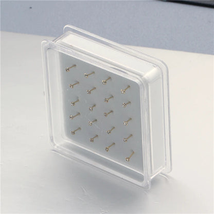 20 Piece Set of 1.5mm Crystal Nose Studs in Gold and Silver - Trendy Body Jewelry for Stylish Piercings