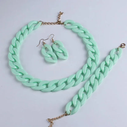 FishSheep Bohemian Candy Color Choker Necklace and Earrings Set for Women 2022 Fashion Jewelry