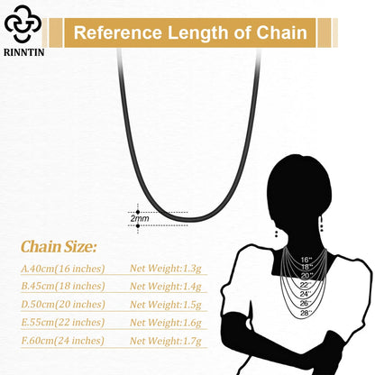 Rinntin 2mm Brown Leather Cord Necklace with 925 Sterling Silver Clasp Trendy Jewelry for Men and Women