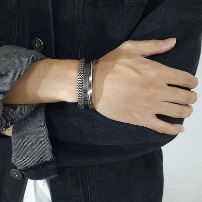Vnox Vintage Men's Bracelet Set Retro Stainless Steel Gothic Jewelry