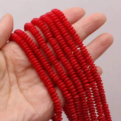 Natural Red Coral Beads Cylindrical Loose Beads for DIY Jewelry Making Bracelet Necklace Accessories 3x3mm