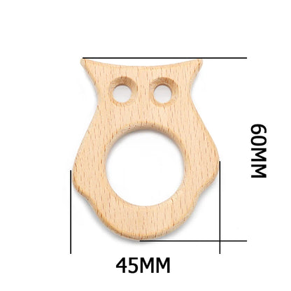 Natural Beech Wood Baby Teethers Set in Animal Shapes - Tortoise, Koala, Whale, Turtle - Food Grade Newborn Toys