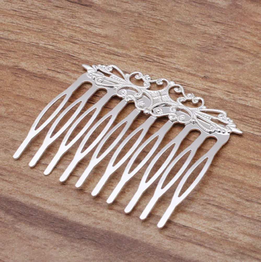 REGELIN Vintage Copper Hair Combs - 10 Teeth Flower Hairpins & Clips Silver