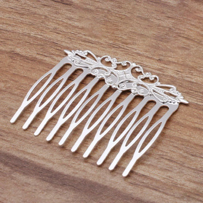 REGELIN Vintage Copper Hair Combs - 10 Teeth Flower Hairpins & Clips Silver