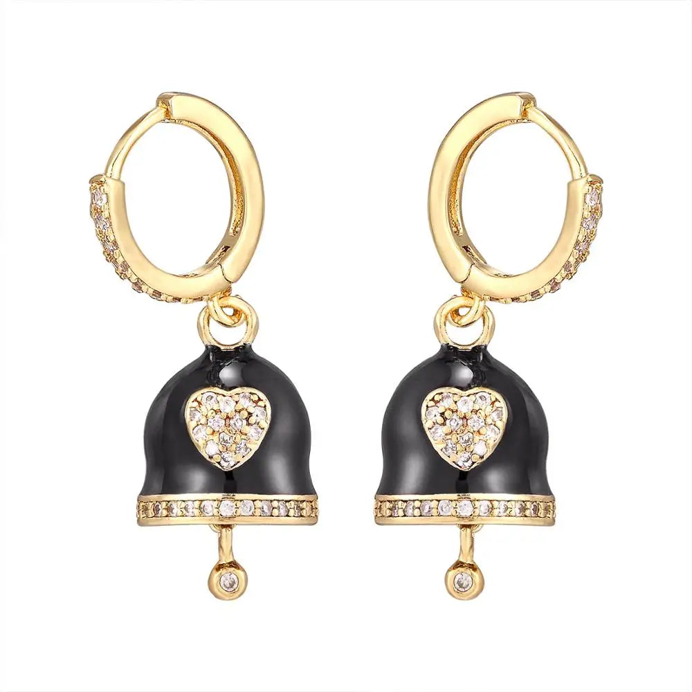 Hecheng Colorful CZ Bell Hoop Earrings for Women Fashion Jewelry