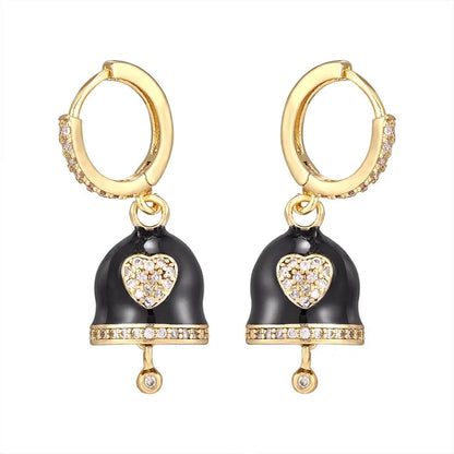 Hecheng Colorful CZ Bell Hoop Earrings for Women Fashion Jewelry