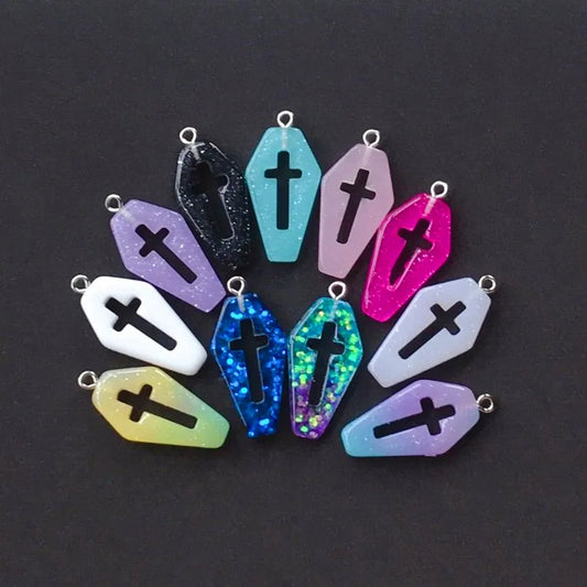 Punk Style Coffin Planchette Resin Charms for DIY Necklace Pendant Making