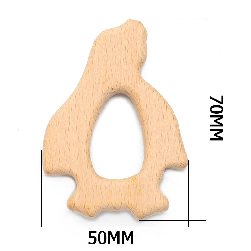 Natural Beech Wood Baby Teethers Set in Animal Shapes - Tortoise, Koala, Whale, Turtle - Food Grade Newborn Toys