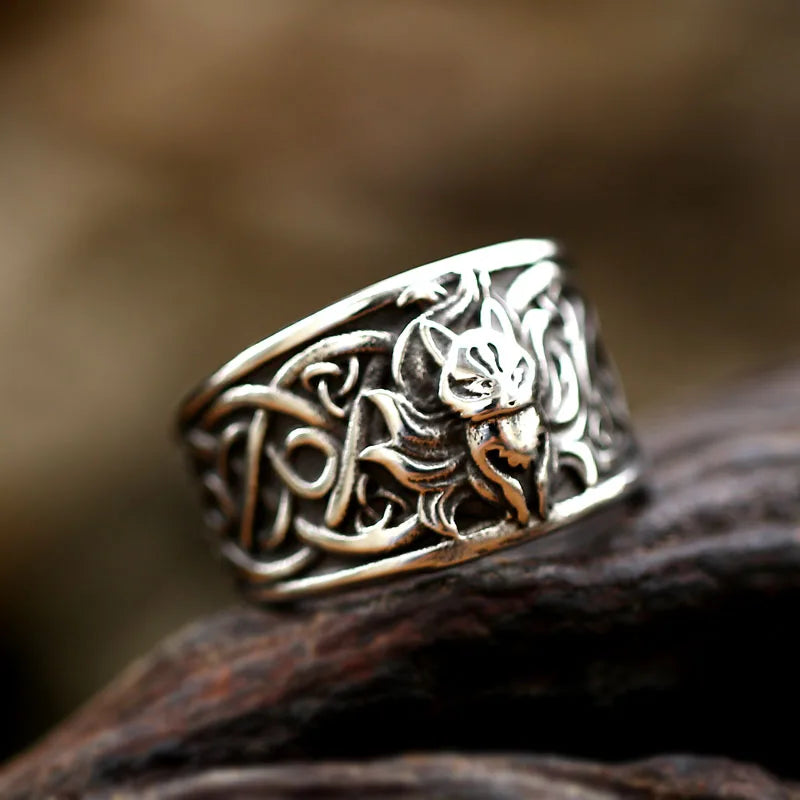Odin's Raven Viking Rings Set for Men - Norse Mythology Wolf Totem Jewelry