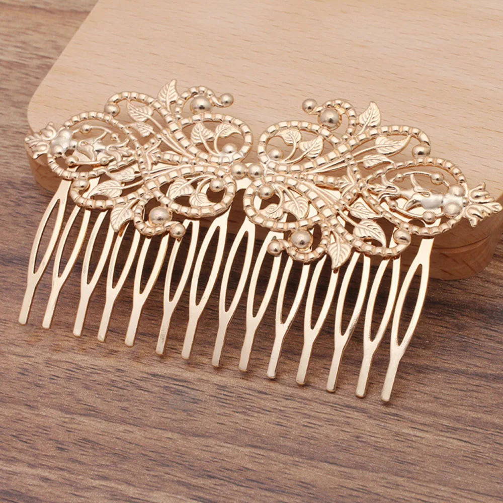 REGELIN Vintage 14 Teeth Flower Motif Hair Comb - Top-Rated Hair Jewelry for Women kc gold