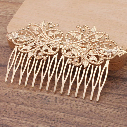 REGELIN Vintage 14 Teeth Flower Motif Hair Comb - Top-Rated Hair Jewelry for Women kc gold