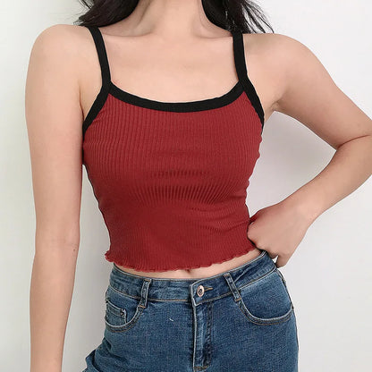 2024 Summer Contrast Crop Tank Top For Women Fitness