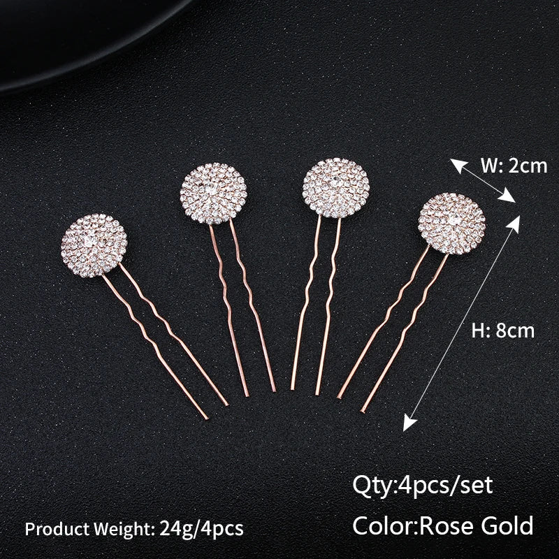Miallo Bridal Hair Accessories - Top-Rated Rhinestone & Pearl Hair Pins for Brides HSJ4711Rose Gold