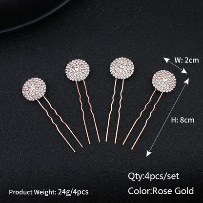 Miallo Bridal Hair Accessories - Top-Rated Rhinestone & Pearl Hair Pins for Brides HSJ4711Rose Gold