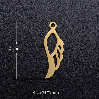 5pcs Angel Wing DIY Charms 316 Stainless Steel Jewelry Connectors JN309-2x5