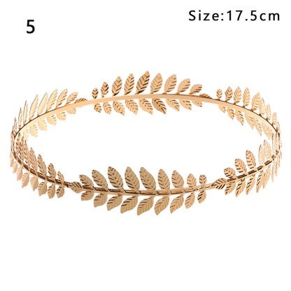 Elegant Retro Gold Leaf Bridal Headband Tiara for Greek and Roman Inspired Weddings