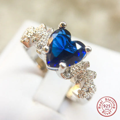 Elegant Two-Tone 925 Silver Love Heart Ring for Women - Perfect Wedding Jewelry Gift for Her