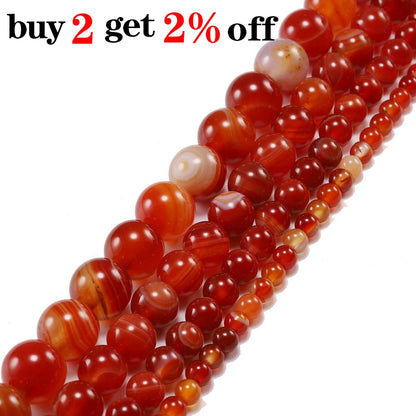 Natural Carnelian Agate Charm Beads for DIY Jewelry Making Bracelet Necklace 4-12mm