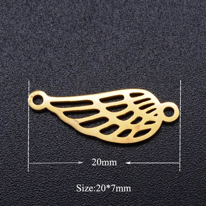 5pcs Angel Wing DIY Charms 316 Stainless Steel Jewelry Connectors JN333-2x5