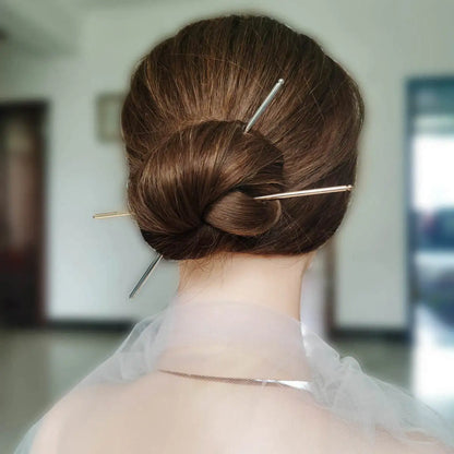 Fashion Metal Chinese Hair Stick with Butterfly Crystal Accent for Women in Silver and Gold - Elegant Hair Jewelry Accessory Gift