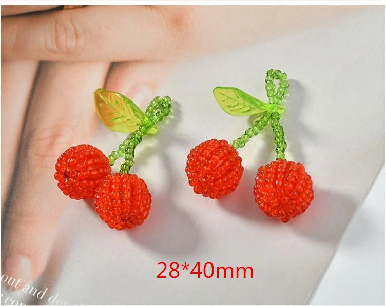 Cute Red Strawberry and Cherry 3D Floating Lock Charms 20 Pieces Handmade DIY Jewelry Earring Accessories