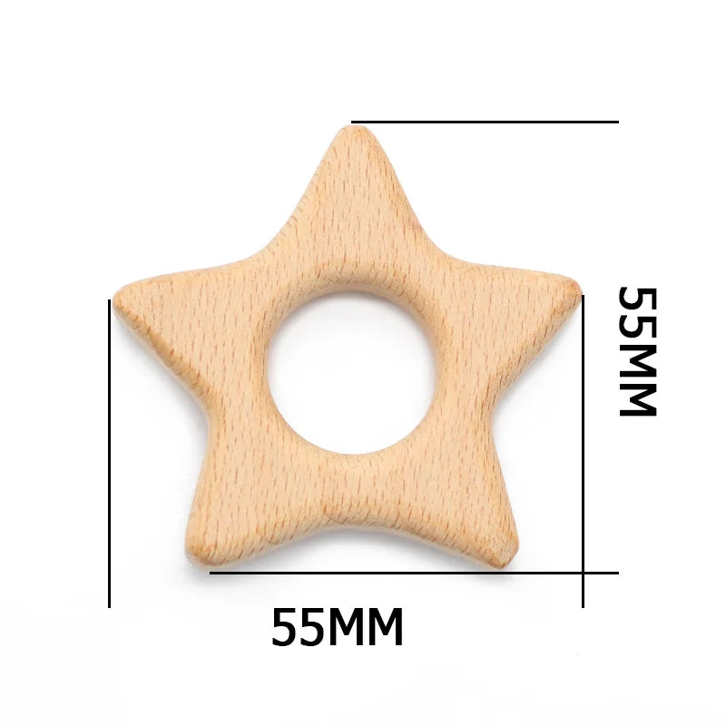 Natural Beech Wood Baby Teethers Set in Animal Shapes - Tortoise, Koala, Whale, Turtle - Food Grade Newborn Toys