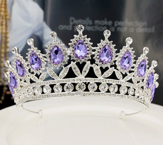 Elegant Lilac Rhinestone Bridal Tiara for Wedding and Special Occasions